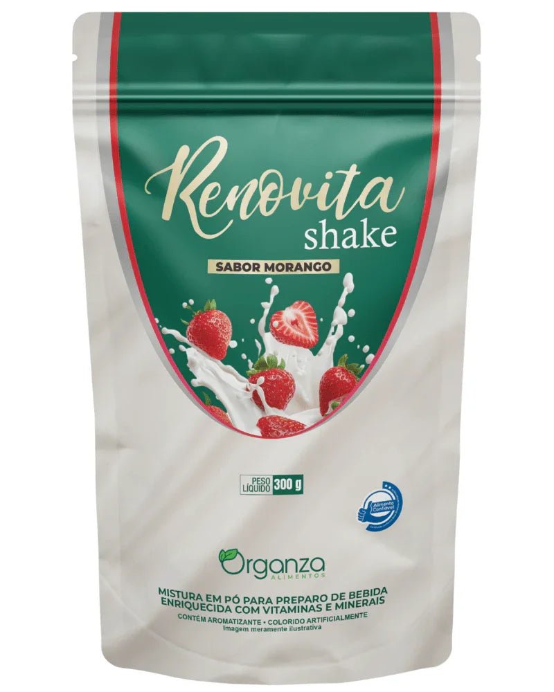 Renovita Shake Morango 300g (Organza) – Emagrecimento, Vitaminas e Sabor de Milkshake (Vitadrop) - vittamartins