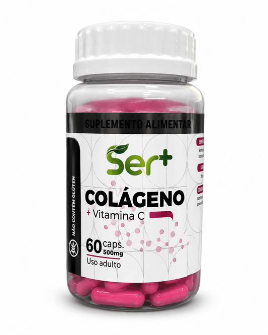 Ser+ Colágeno + Vitamina C (500mg) – Suporte para Firmeza da Pele, Cabelos e Unhas (60 Cápsulas) - vittamartins