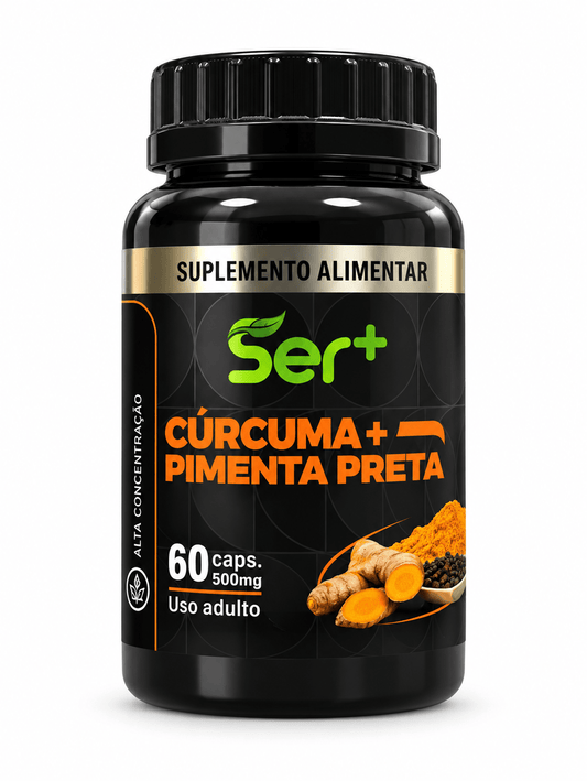 Ser+ Cúrcuma + Pimenta Preta (500mg) – Suplemento Anti-inflamatório de Alta Absorção (60 Cápsulas) - vittamartins
