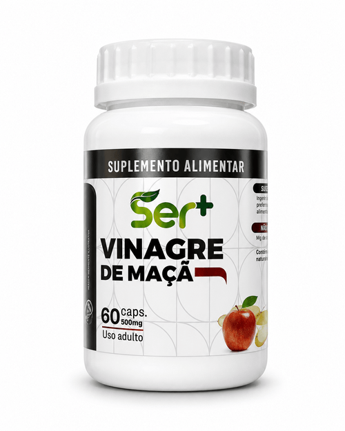 Ser+ Vinagre de Maçã (500mg) – Suplemento Natural para Digestão, Desintoxicação e Equilíbrio Metabólico (60 Cápsulas) - vittamartins