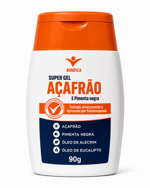 Super Gel Açafrão e Pimenta Negra Bonífica (90g) – Alívio Intenso e Natural para Músculos e Articulações - vittamartins