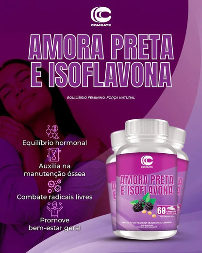 Suplemento Amora Preta e Isoflavona 60 Cáps. (Combate) – Alívio da Menopausa, Calorões e TPM (Vitadrop) - vittamartins