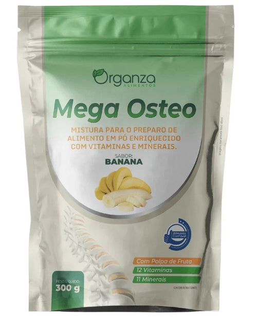 Suplemento Mega Osteo em Pó Sabor Banana 300g (Organza) – Ossos, Articulações e Imunidade - vittamartins