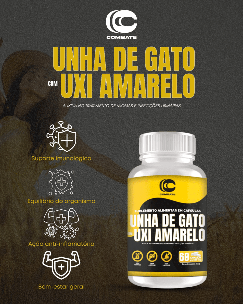 Unha de Gato com Uxi Amarelo Combate (60 Cápsulas) – Composto Natural para Saúde Feminina, Anti-inflamatório e Suporte Imunológico - vittamartins