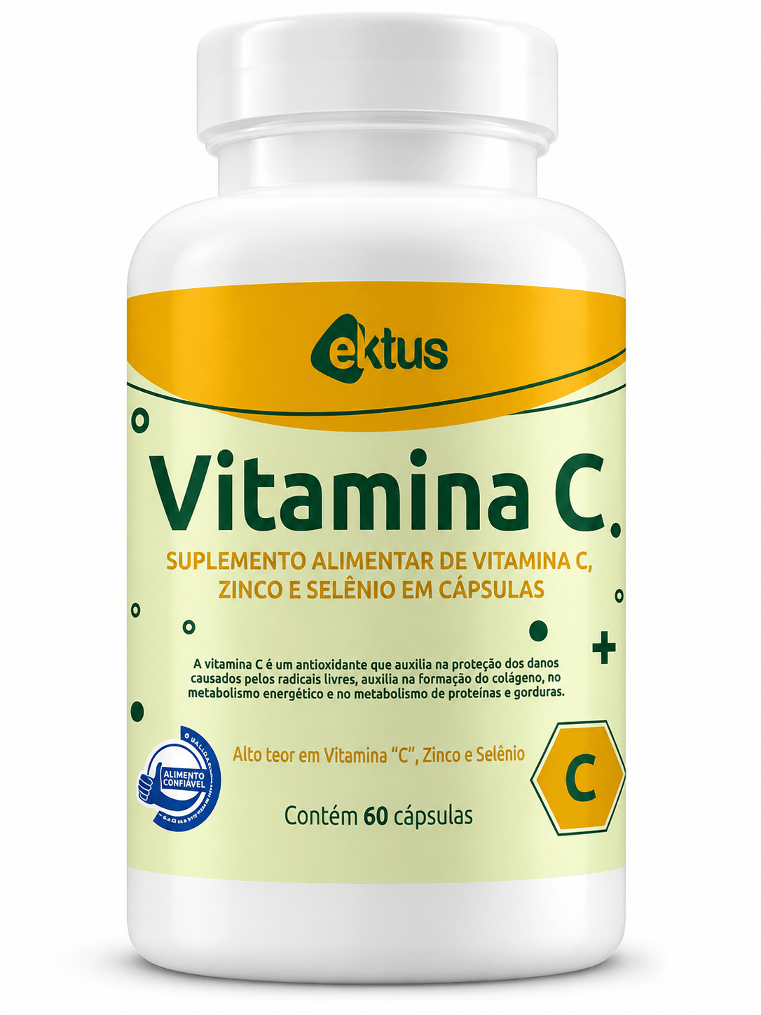 Vitamina C 1000mg + Zinco e Selênio Ektus – Imunidade, Colágeno e Proteção Antioxidante (Ektus) - vittamartins