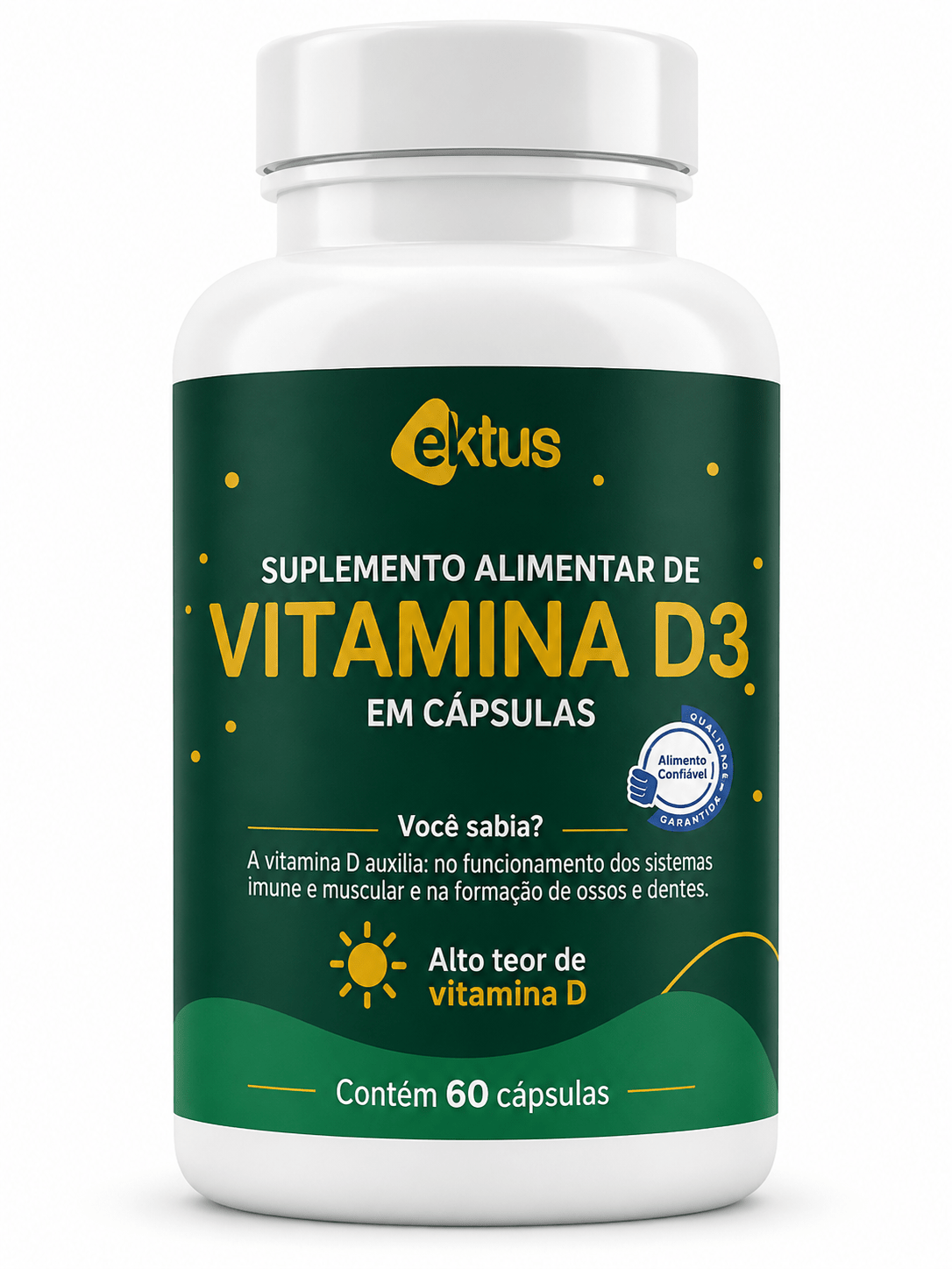 Vitamina D3 Ektus 60 Cápsulas – Imunidade, Saúde Óssea e Força Muscular (Ektus) - vittamartins